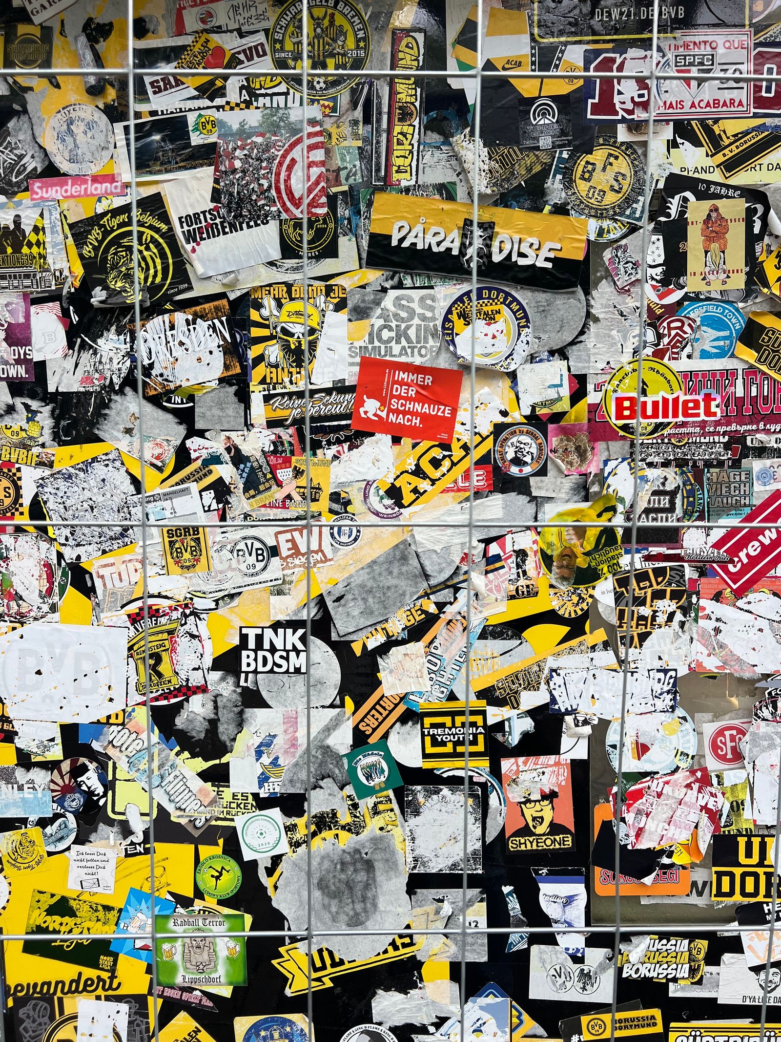 Wall of colorful die-cut vinyl stickers